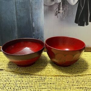 Set of Two Red Bowls